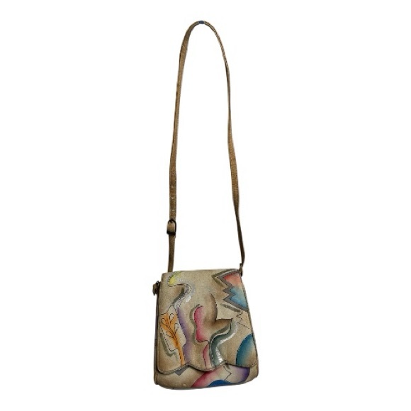 SamSam Genuine Leather Colorful Abstract Hand Painted Design Women's Bag - Picture 3 of 7